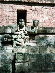 40 mayan statue at the well preserved copan ruins in honduras